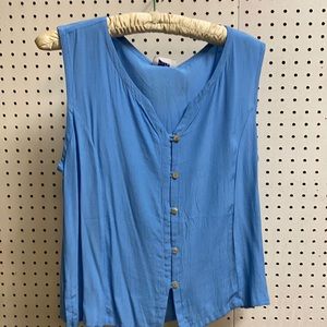 Anna Ocean Sleeveless button-up top 100% Rayon NWT